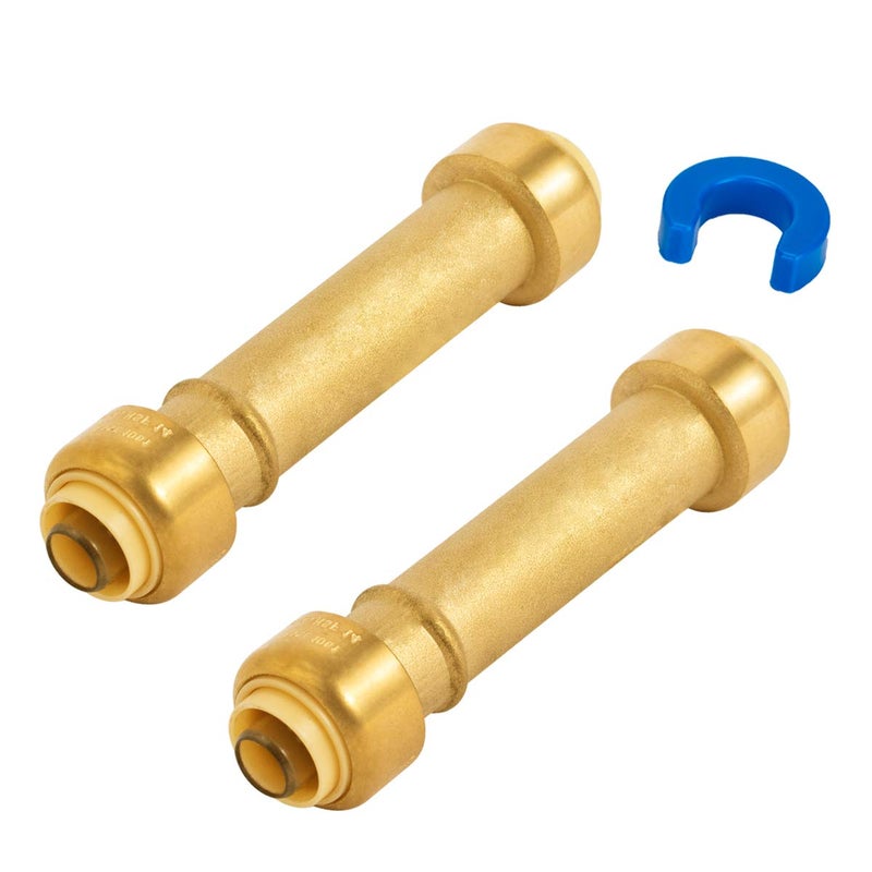 SUNGATOR 1/2 Inch Slip Coupling, Fatest Way for Emergency Repair and Leaks Fix, No Lead Brass Push-to-Connect Plumbing Fittings for PEX Pipe, Copper, CPVC, PE-RT, With 1 Disconnect Clip, Pack of 2 - Image 1